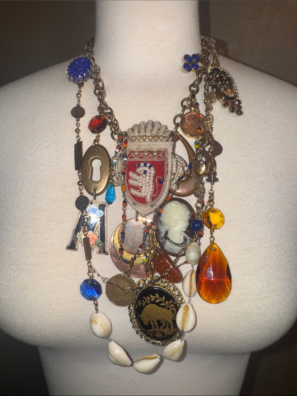 VINTAGE RARE MADAME FORTUNA MULTI STRAND CHARM NECKLACE - Picture 4 of 12